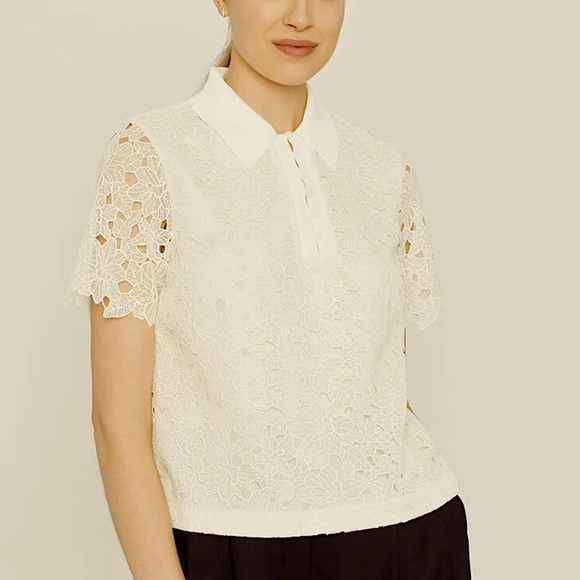 Collared Lace Shirt - New With Tags - NEVER WORN - Cannoli Cream